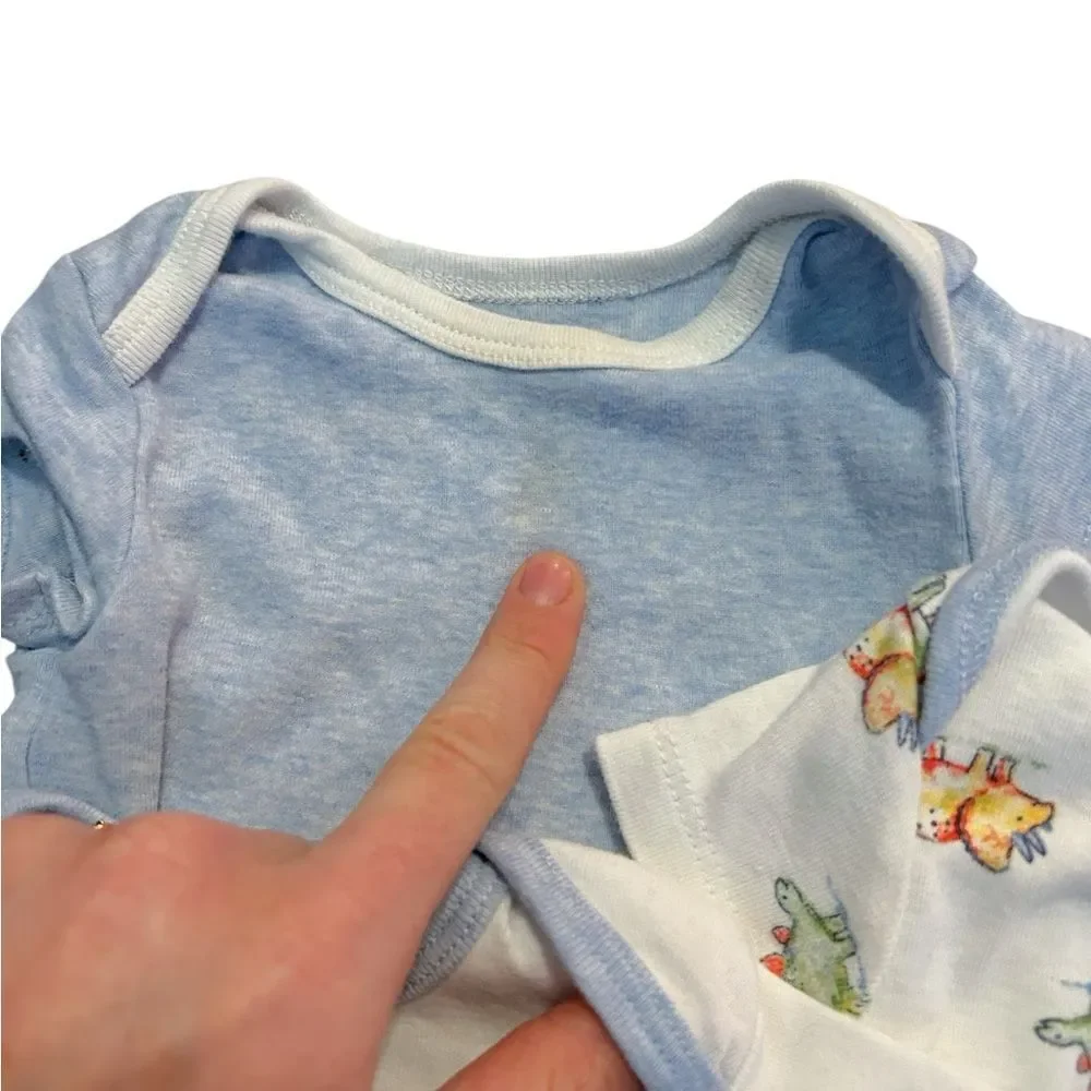 Little Me 100% Cotton Dinosaur‎ Shortsleeve Onesies Bundle Set, 3 Months